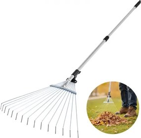 VEVOR Bladhark, 15 tanden, tuinhark voor gazon met 570 mm brede kop en 81-160 cm verstelbare steel, ventilatorbezem voor het verwijderen van kleine bladeren voor tuinieren, kamperen, tuin, gras