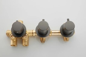 Saniclear Plus inbouw regendouche met inbouw douchekop 30x30cm, glijstang en staafhanddouche verouderd ijzer - gunmetal