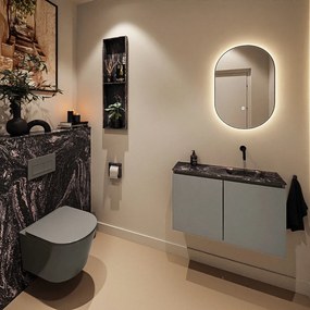 Mondiaz Ture DLux toiletmeubel 80cm smoke met wastafel lava rechts zonder kraangat