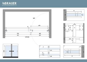 Brauer Void profielloze nisdeur 170cm met draaideur 70cm aan muur chroom