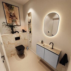 MONDIAZ TURE-DLUX 80cm toiletmeubel Plata. EDEN wastafel Frappe positie midden. Met 1 kraangat. TUREDX80PLAM1FRA