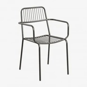 Set Van 2 Elton Stapelbare Tuinstoelen Met Armleuningen Zwarte Koolstof - Sklum