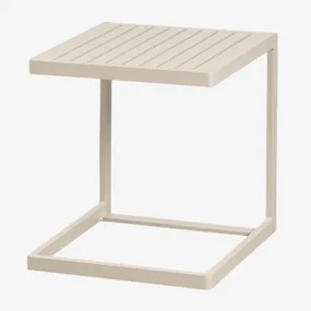 Vierkante Bijzettafel Voor Tuin 40x40 Cm In Aluminium Dulem Tapioca Beige - Sklum