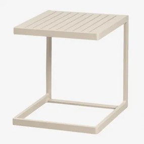 Vierkante Bijzettafel Voor Tuin 40x40 Cm Van Aluminium Dulem Tapioca Beige - Sklum