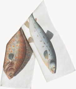 Theedoeken Salmon & Turbot van linnen, 2-delig