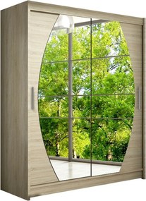 Kledingkast Closico 121, Sonoma eik, 200x150x58cm, 129 kg, Kledingkast deuren: Schuivend, Aantal planken: 5, Aantal planken: 5