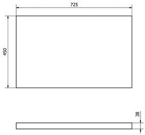 Aqualine Vega wastafelplank 72.5x45cm eiken