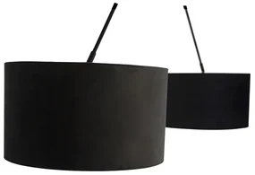 Stoffen Eettafel / Eetkamer Hanglamp zwart met velours kappen zwart met goud 35 cm 2-lichts - Blitz Modern E27 cilinder / rond rond Binnenverlichting Lamp