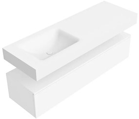 Zaro Alan badmeubel 140cm talc 1 lade met vrijhangende wastafel cloud links zonder kraangat talc
