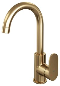 Brauer Gold Edition ColdStart wastafelkraan met draaibare ronde uitloop model C geborsteld messing PVD