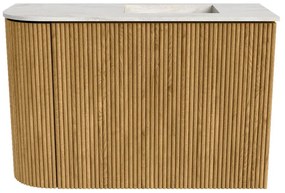 Mondiaz Joya DLux 60cm toiletmeubel ronding links oak met wastafel faye rechts 1 kraangat ostra