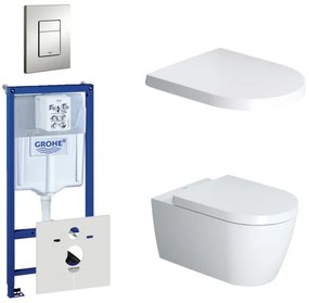 Duravit Starck Me Toiletset - inbouwreservoir - diepspoel - wandcloset - softclose - bedieningsplaat verticaal/horizontaal - mat chroom 0720002/0729205/0293433/0293435/