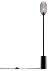 Art Deco vloerlamp zwart met smoke glas - Rid