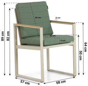 Tuinstoel Aluminium/Teak Taupe-naturel-bruin Lifestyle Garden Furniture Faro