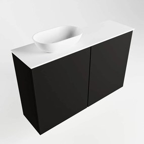 Mondiaz Fowy toiletmeubel 80cm urban met witte waskom links zonder kraangat