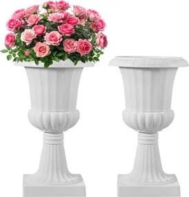 VEVOR Plastic Bloempotstandaard, 40x67 cm, 2-Pack, Bloempot, Plantenschaal, Witte Bloempotten, voor Veranda, Bruiloft, Feest, Huis, Podium, Balkon, Terrasdecoratie