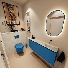 MONDIAZ TURE-DLUX 120cm toiletmeubel Jeans. EDEN wastafel Ostra positie rechts. Zonder kraangat. TUREDX120JEAR0OST