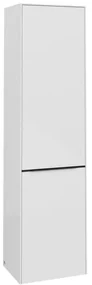 Villeroy & Boch Subway 3.0 Badkamerkast opbouw - 45x35x170cm - 1 rechtsdraaiende softclose deur - volcano Black greep - spaanplaat - brilliant white C59301VE