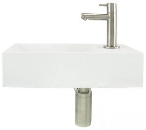 Differnz fonteinset met mat witte solid surface fontein en mat verchroomde kraan