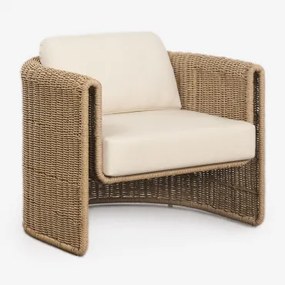 Tuinfauteuil Van Staal En Synthetisch Riet Lina Stof Gardenia Wit - Sklum