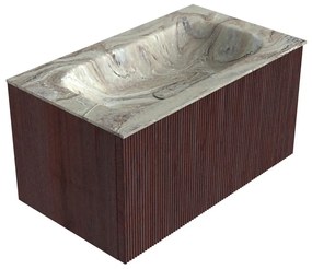 Mondiaz Kurve-dlux 80cm badmeubel ruby met 1 lade en wastafel big small midden zonder kraangat glace
