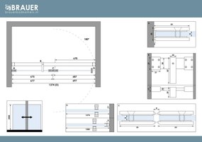 Brauer Void Carving profielloze nisdeur 140cm met draaideur 70cm aan glas gunmetal geborsteld PVD