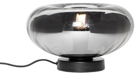 Art Deco tafellamp zwart met smoke glas - Ayesha