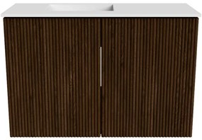 Mondiaz Joya 60cm toiletmeubel walnut met wastafel faye links zonder kraangat talc