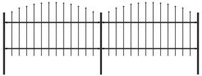 vidaXL Tuinhek met speren bovenkant (1-1,25)x3,4 m staal zwart