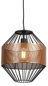 Design hanglamp koper met zwart 30 cm - Mariska Design E27 rond Binnenverlichting Lamp
