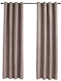 vidaXL Gordijn verduisterend met metalen ringen 2 st 140x245 cm taupe