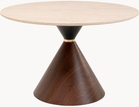 Ronde eettafel Cono met travertijn effect, Ø 120 cm