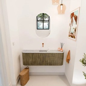 Mondiaz Joya DLux 125cm toiletmeubel ronding links/rechts dusk met wastafel faye midden zonder kraangat glace