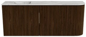 Mondiaz Joya DLux 100cm toiletmeubel ronding rechts walnut met wastafel faye links zonder kraangat glace