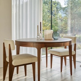 Uitschuifbare ronde tafel, in notenhout, Sanara