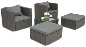 Roma Terrace technorattan tuinmeubelen + 2 Garden Point poefs antraciet