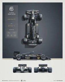 Kunstdruk Team Lotus - Type 97T - Blueprint - 1985, Automobilist