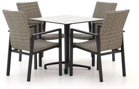 Diningset Manifesto  | 4 personen wicker (vlechtwerk) | Tuinset stapelbaar | 5-delig | Kees Smit Tuinmeubelen