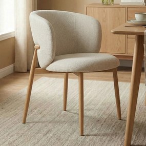 Eiken Eetkamerstoel Met Ronde Rug Creme