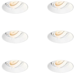 Set van 6 Moderne inbouwspot wit GU10 rond trimless - Oneon GU10 Binnenverlichting Lamp