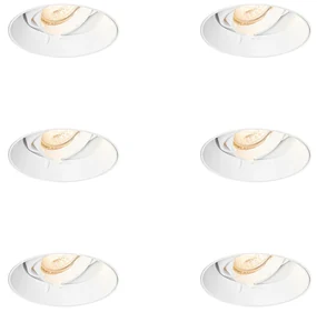 Set van 6 Moderne inbouwspot wit GU10 rond trimless - Oneon GU10 Binnenverlichting Lamp