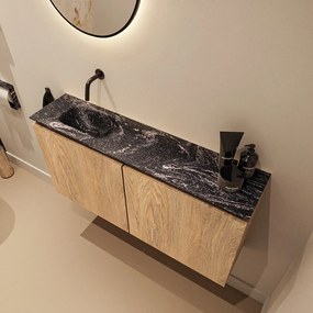 Mondiaz Ture DLux toiletmeubel 100cm washed oak met wastafel lava links zonder kraangat