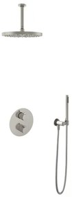 Hotbath Buddy IBS Regendoucheset - 15cm plafondarm - 30cm ronde hoofddouche - staafhanddouche - geborsteld nikkel IBS1AGN25