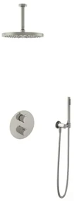 Hotbath Buddy IBS Regendoucheset - 15cm plafondarm - 30cm ronde hoofddouche - staafhanddouche - geborsteld nikkel IBS1AGN25