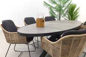 Taste Belmond naturel/Silva houtlook 240x115 cm. ovale tuinset - 7-delig