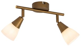 Klassieke plafondspot goud met mat glas 2-lichts - Madi