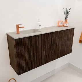 Mondiaz Joya DLux 90cm toiletmeubel walnut met wastafel faye links 1 kraangat opalo