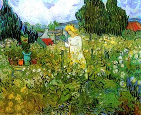 Kunstreproductie Mademoiselle Gachet in her garden at Auvers-sur-Oise, Vincent van Gogh