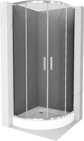 Mexen Rio halfronde douchecabine 70 x 70 cm, grafiet, chroom + Rio douchebak, wit - 863-070-070-01-40-4710