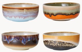 Handbeschilderde dipschalen 70's met reactief glazuur, set van 4